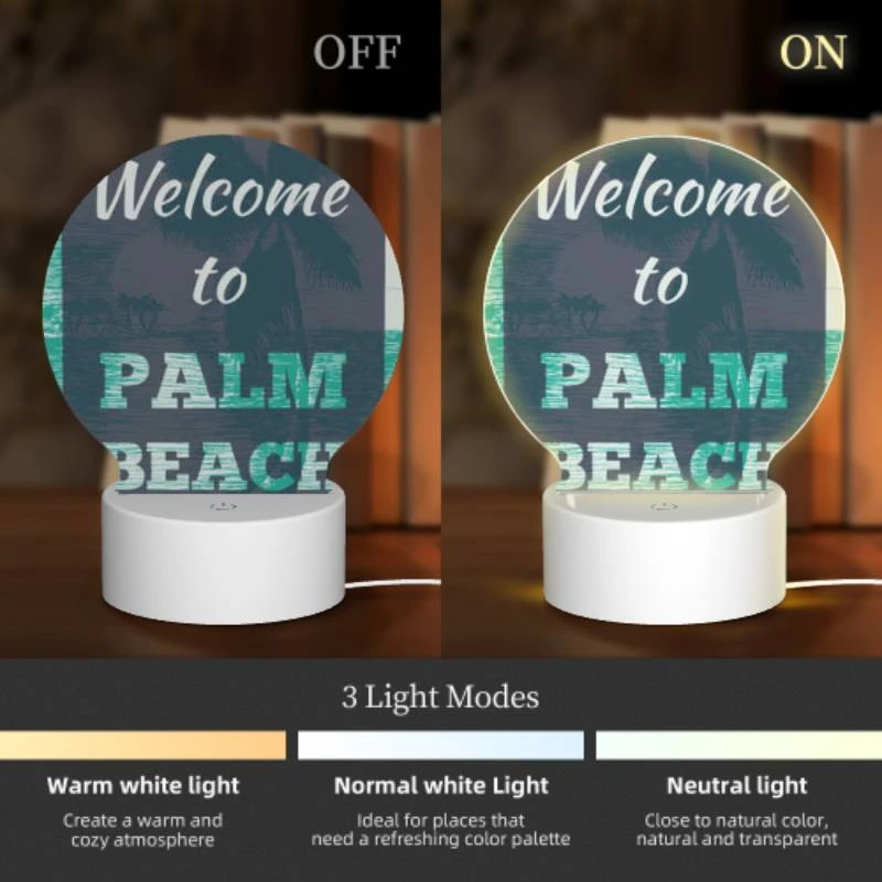 Round Acrylic Night Light, A colorful sign welcoming visitors to Palm Beach. Round Acrylic Night Light, A Colorful Sign Welcoming Visitors To Palm Beach. -Nuas Diy Shop 7ce90f365add6550032208d200845b59b27bac18