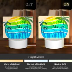 Rectangular Acrylic Night Light, A Colorful Map Of California With A Sun In The Middle. -Nuas Diy Shop 7d288bdbdfeb7a659e2eb0c04d9a17ee24b1ce31
