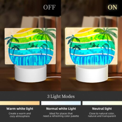 Rectangular Acrylic Night Light, A Colorful Map Of California With A Sun In The Middle. -Nuas Diy Shop 7d288bdbdfeb7a659e2eb0c04d9a17ee24b1ce31