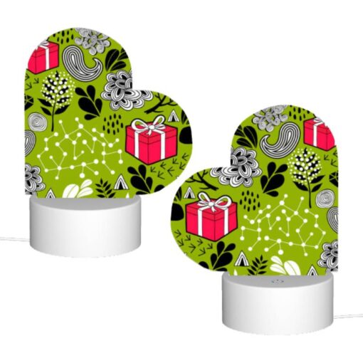 Love Acrylic Night Light, A Green And Black Patterned Fabric With A Pink Ribbon And A Red Box. -Nuas Diy Shop 7d4e828affd969e18672ec92ce2bcc1bd899d7fe