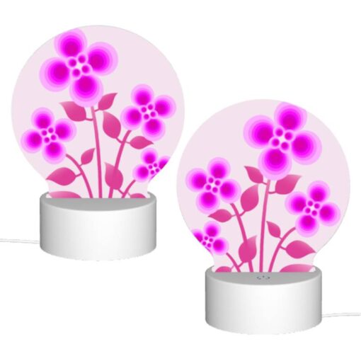 Round Acrylic Night Light, A Bouquet Of Pink Flowers With Purple Petals. -Nuas Diy Shop 7d567e4431efa4452cbec74cb8b5febf91106bd2