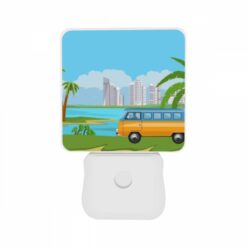 Night Light Set Of 2, A Colorful Cartoon Van Is Driving On A Road Near A Body Of Water. -Nuas Diy Shop 7dc9ac39e81b69d5246dfb52670bf303f1fe9871