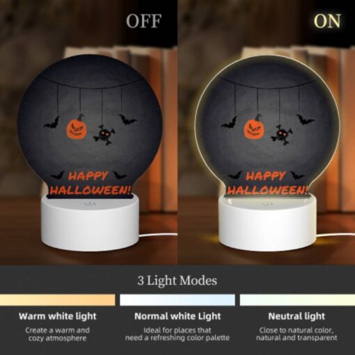 Round Acrylic Night Light, A Halloween Decoration With A Pumpkin And A Bat. -Nuas Diy Shop 7dd61b4d5959b1b86da772ffd77ea47695e91e62