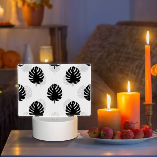Rectangular Acrylic Night Light, A Pattern Of Trees With Black And White Leaves. -Nuas Diy Shop 7e7b726beb54116c5948d00d1a5cfc96ad75680a