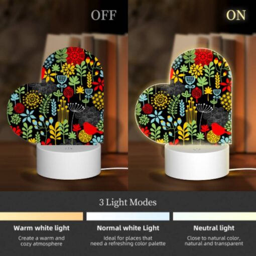 Love Acrylic Night Light, A Colorful Bird Pattern With Red Birds And Yellow Flowers. -Nuas Diy Shop 7ea49672acda06e1ebff2b1c2a81be12238df1c9