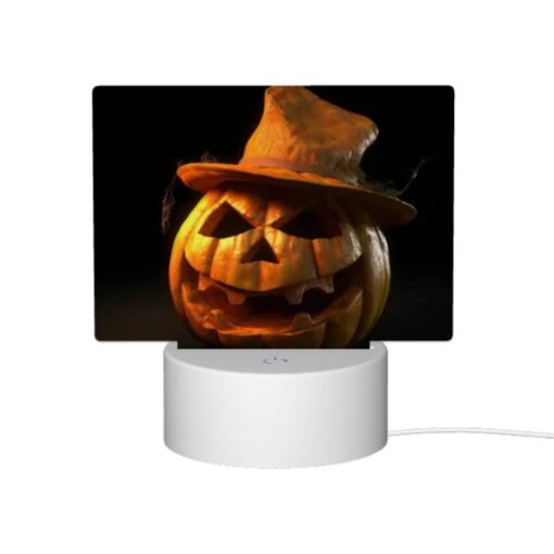 Rectangular Acrylic Night Light, A Pumpkin With A Hat On It. -Nuas Diy Shop 7eded00181706da851626ab93f92f00f1058666e