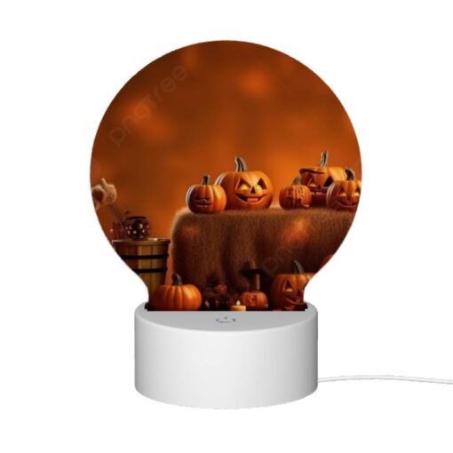 Round Acrylic Night Light, A Table Full Of Pumpkins And Gourds. -Nuas Diy Shop 7f01ec5df5020c38b96b10a90274fbee70fcb440