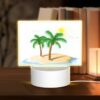 Rectangular Acrylic Night Light, A White Drawing Of A Palm Tree On A Sandy Beach. -Nuas Diy Shop 7f5ae884323c84b711390502c8e197409fd16dac