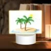 Rectangular Acrylic Night Light, A White Drawing Of A Palm Tree On A Sandy Beach. -Nuas Diy Shop 7f5ae884323c84b711390502c8e197409fd16dac