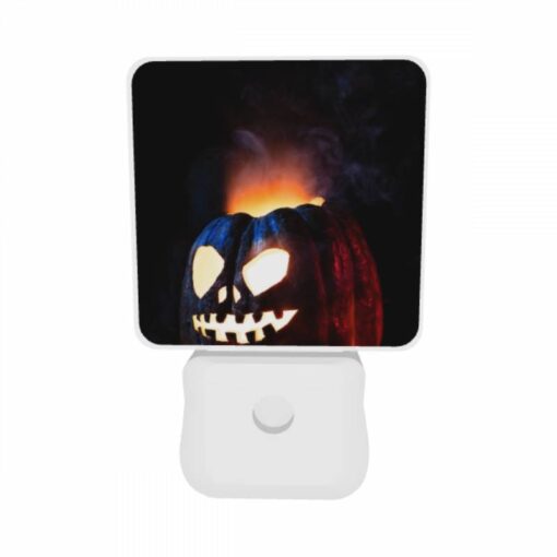Night Light Set Of 2, A Carved Pumpkin With A Face And A Flame In The Background. -Nuas Diy Shop 7fb24112767ce49008c5f325b1a124e8fd837906