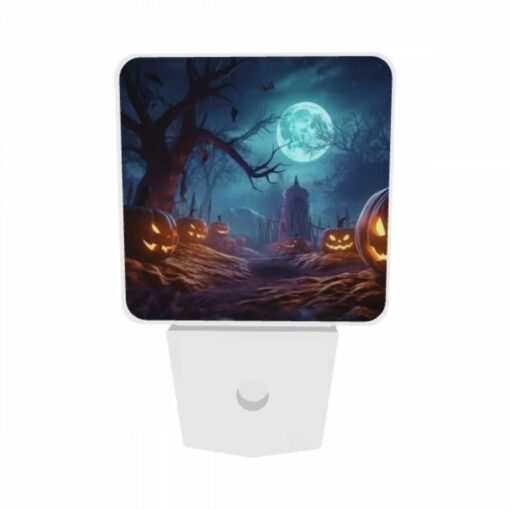 Night Light Set Of 2, A Night Scene With A Full Moon And A Bunch Of Pumpkins. -Nuas Diy Shop 802182c1e04fa26cd08ccaf7e4447d2de8bc3574