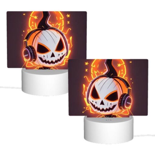 Rectangular Acrylic Night Light, A Cartoon Pumpkin Wearing Headphones. -Nuas Diy Shop 8023df151362ff2e06d700af16fd47f91dfbbbb3