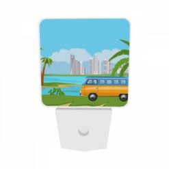 Night Light Set Of 2, A Colorful Cartoon Van Is Driving On A Road Near A Body Of Water. -Nuas Diy Shop 80650aa057cf6562ecb96268f29f51a32a52327c