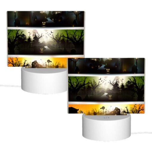 Rectangular Acrylic Night Light, Three Different Colored Pictures Of A Haunted House. -Nuas Diy Shop 8152c62cd7a1e6a6bdcd3f39b907db9c7b0c6d84