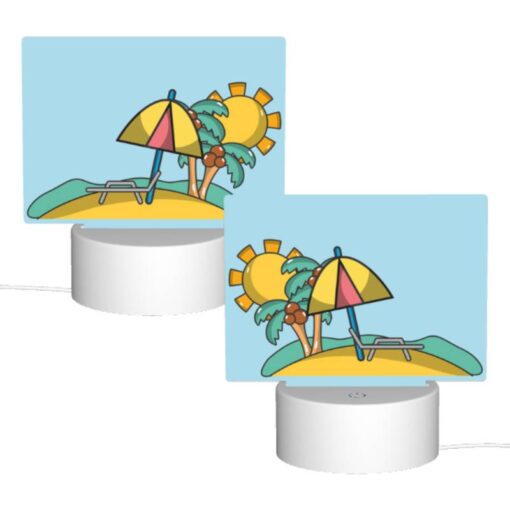 Rectangular Acrylic Night Light, A Cartoon Of A Beach With A Sun -Nuas Diy Shop 8191fda065679df5980798f465c91612bd472ba8