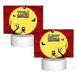 Rectangular Acrylic Night Light, A Cartoon Owl Sitting On A Branch In Front Of A Full Moon. -Nuas Diy Shop 81bf58a089cae030b87114a46f517daa778581d3