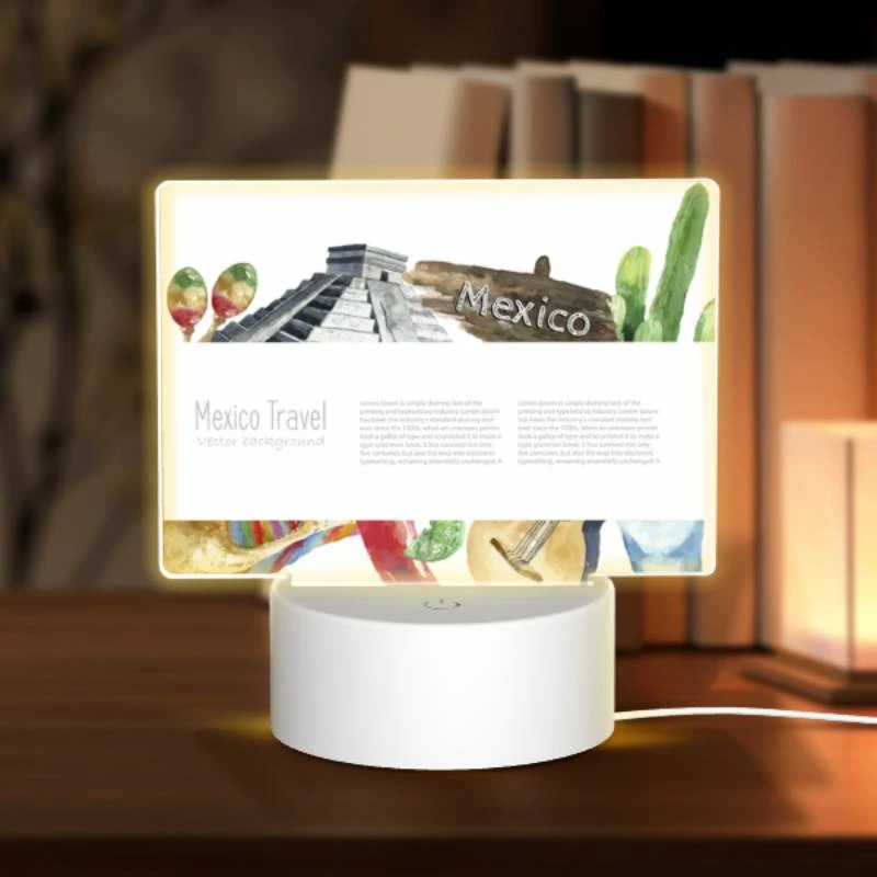 Rectangular Acrylic Night Light, A colorful poster of Mexico with a variety of foods and landmarks. Rectangular Acrylic Night Light, A Colorful Poster Of Mexico With A Variety Of Foods And Landmarks. -Nuas Diy Shop 81c705622cfbfe800a9a11a6a8cfd9941cf89bdb
