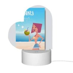 Love Acrylic Night Light, A Cartoon Woman Is Holding A Coconut And A Straw. -Nuas Diy Shop 8261035e2ddf5f6de993099e942c3722ccf648f3