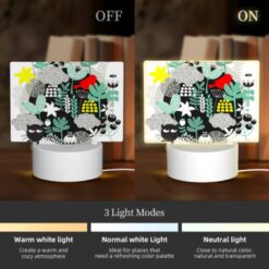 Rectangular Acrylic Night Light, A Black And White Drawing Of A Cat And A Bird In A Forest. -Nuas Diy Shop 828d62738b9332cf96ce389edf9295c1aa6a657c