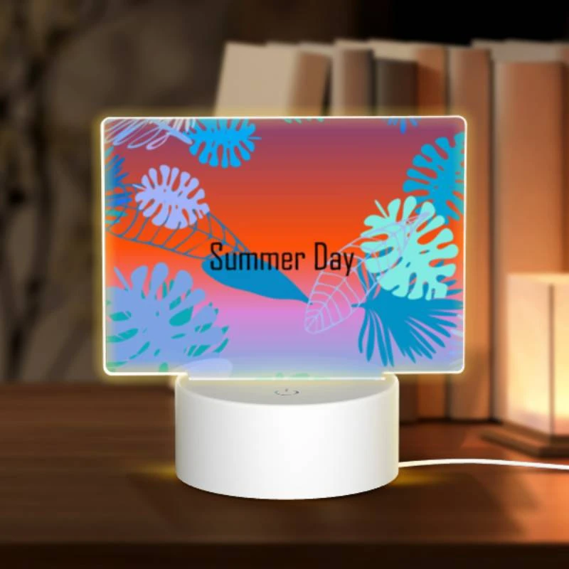 Rectangular Acrylic Night Light, A colorful image of leaves and flowers with the words "Summer Day" written in the middle. Rectangular Acrylic Night Light, A Colorful Image Of Leaves And Flowers With The Words "Summer Day" Written In The Middle. -Nuas Diy Shop 82fe3e0a971f8114dd7ee39bc5aa8d9b537ed101