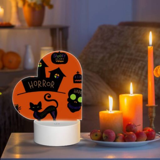 Love Acrylic Night Light, A Halloween Themed Poster With A Cat And A Skull. -Nuas Diy Shop 83112e8c7bce9965c2876de5d0b70417791847b9