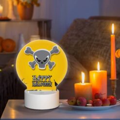 Round Acrylic Night Light, A Happy Halloween Sign With A Skull And Crossbones. -Nuas Diy Shop 837dd1a85078759633601458b9a07dc14758b14e