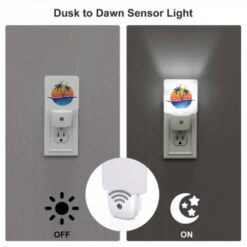 Night Light, A Blue And Orange Logo Of A Beach With Palm Trees. -Nuas Diy Shop 83af51299bf94f68b6772c14f2257e9be4655b1d