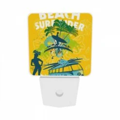 Night Light Set Of 2, A Woman Is Standing In Front Of A Surfboard -Nuas Diy Shop 83d2142641975b697885c56ceb9e95fc26fc9571