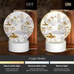 Round Acrylic Night Light, A Group Of Gold And White Pumpkins. -Nuas Diy Shop 83dbdbdf3bca8558f99447c21b58663425b3c4b0