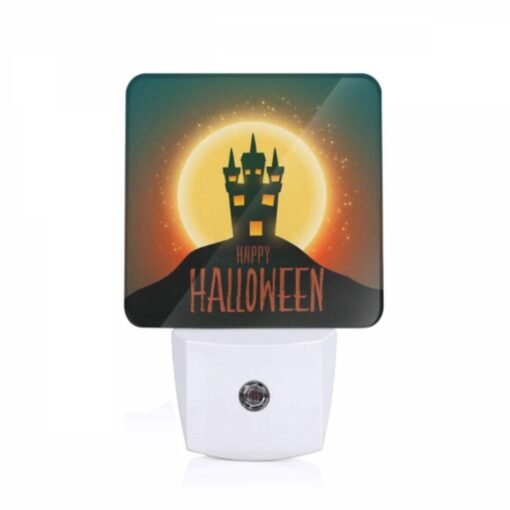 Night Light, A Halloween Poster With A Castle And The Words "Happy Halloween" Written On It. -Nuas Diy Shop 83fc970ae422df744d5af7058ff0de0d671b8f95