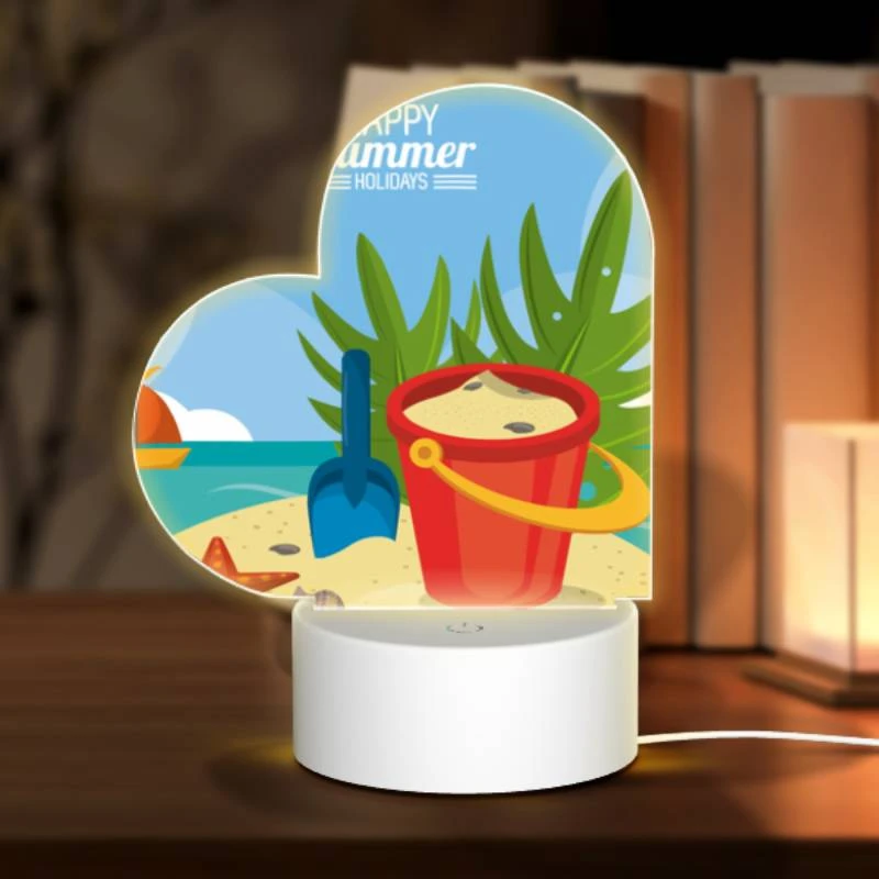 Love Acrylic Night Light, A red bucket is filled with sand and sits on a beach with a shovel and a starfish. Love Acrylic Night Light, A Red Bucket Is Filled With Sand And Sits On A Beach With A Shovel And A Starfish. -Nuas Diy Shop 84a8f6fd5df55cea4abb44d4e97e59a8acbae857