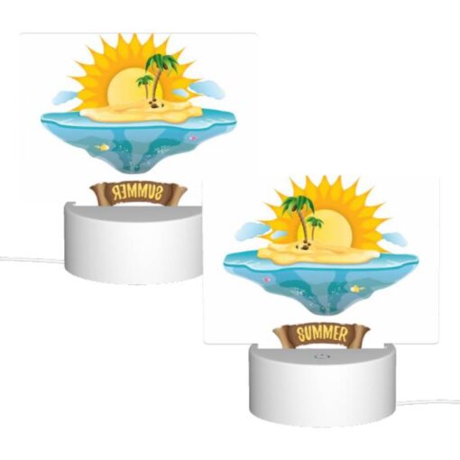 Rectangular Acrylic Night Light, A Cartoon Of A Sunny Beach With A Palm Tree And A Sun. -Nuas Diy Shop 84c552b0f3f551f2ae29865b163d618acd3d0431