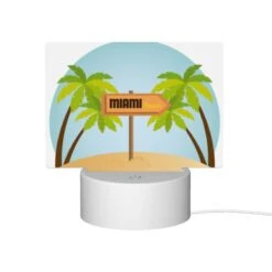 Rectangular Acrylic Night Light, A Sign For Miami Beach Is In Front Of Palm Trees. -Nuas Diy Shop 84d939558f4a655095f5a84d8cab15846647c7cf