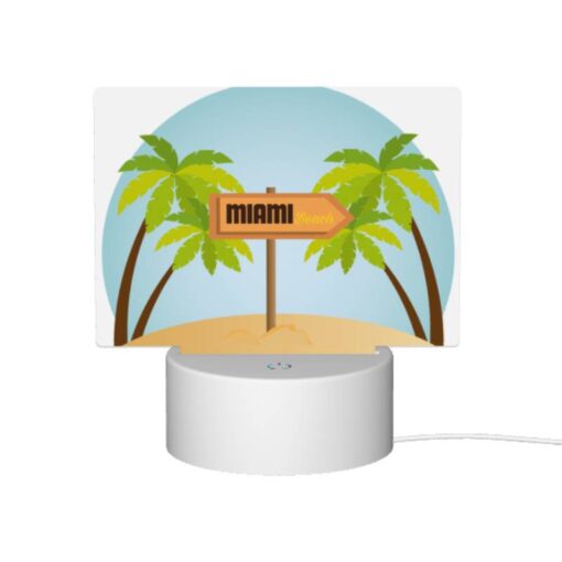 Rectangular Acrylic Night Light, A Sign For Miami Beach Is In Front Of Palm Trees. -Nuas Diy Shop 84d939558f4a655095f5a84d8cab15846647c7cf