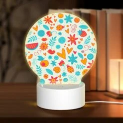 Round Acrylic Night Light, A Colorful Pattern Of Hearts