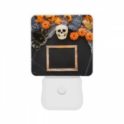 Night Light Set Of 2, A Black Frame With A Skull And Pumpkins In The Background. -Nuas Diy Shop 859e6eebafcbc259fd210652f8a1c8efb13b0139