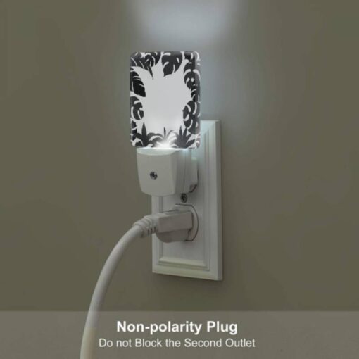 Night Light Set Of 2, A Black And White Image Of A Leafy Plant. -Nuas Diy Shop 85d6b55df787744bcf1afc44651be77decb52749