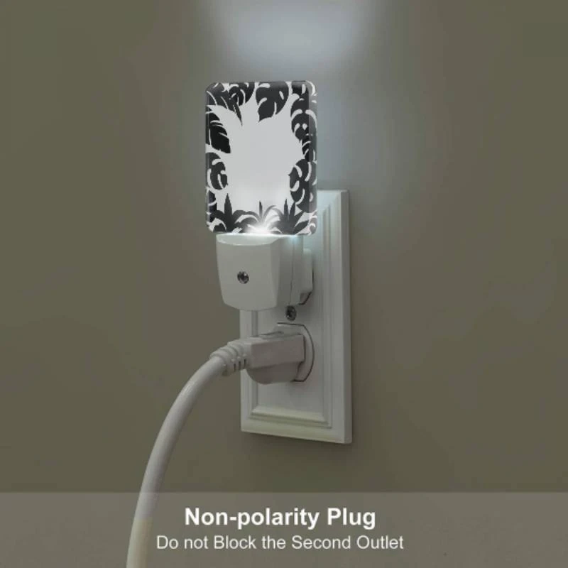 Night Light Set of 2, A black and white image of a leafy plant. Night Light Set Of 2, A Black And White Image Of A Leafy Plant. -Nuas Diy Shop 85d6b55df787744bcf1afc44651be77decb52749