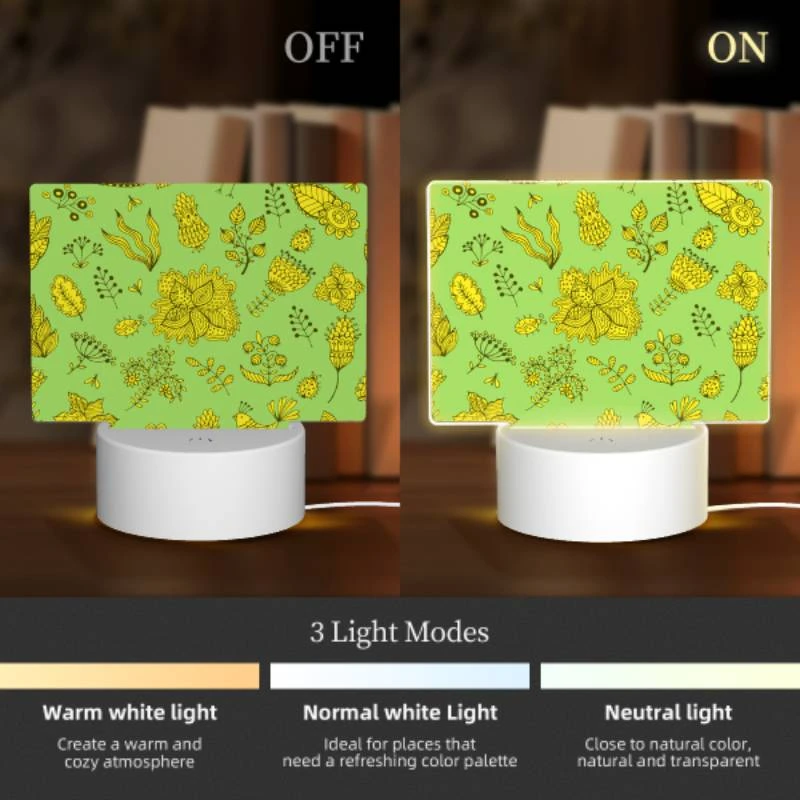 Rectangular Acrylic Night Light, A green background with yellow flowers and leaves. Rectangular Acrylic Night Light, A Green Background With Yellow Flowers And Leaves. -Nuas Diy Shop 861ab99696d02e0751f3b4e5742ab1249dba97a0