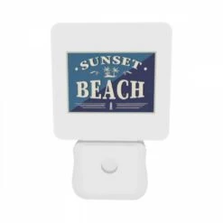 Night Light Set Of 2, A Blue And White Sign That Says "Sunset Beach.". -Nuas Diy Shop 86219ad3e2d9ec288d75c4677ecf7ef680cf7883