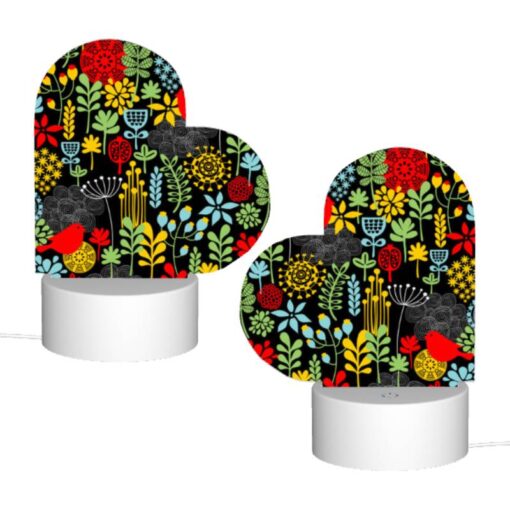 Love Acrylic Night Light, A Colorful Bird Pattern With Red Birds And Yellow Flowers. -Nuas Diy Shop 868e3390c730213de49d0dd502b6d34eeda28996