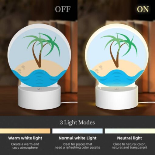 Round Acrylic Night Light, A Palm Tree On A Sandy Beach. -Nuas Diy Shop 86f23582862ecd5897cac51ba0cbfce33dc8ab9c