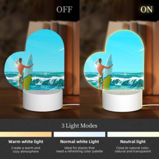 Love Acrylic Night Light, A Man With A Surfboard Is Standing In The Ocean. -Nuas Diy Shop 871bb1b9357d888aa19dca888e0458d4d17e8728