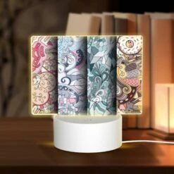 Rectangular Acrylic Night Light, Three Colorful Designs Of A Dragon On A Wall.