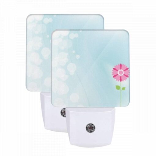 Night Light Set Of 2, A Single Pink Flower Stands Out Against A Blue Background. -Nuas Diy Shop 87808c6b0f3529f656ff1259fd47bd5e5817c79a