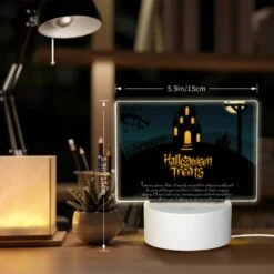 Rectangular Acrylic Night Light, A Halloween Treat Sign With A Spooky House And A Bat On Top. 7 Rectangular Acrylic Night Light, A Halloween Treat Sign With A Spooky House And A Bat On Top. -Nuas Diy Shop 87d3b85679f37fdec880551c9e27775451021960