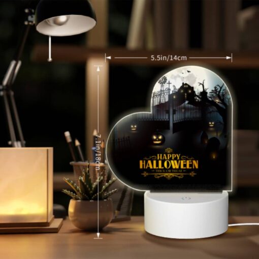 Love Acrylic Night Light, A Halloween Poster With A Fence And A Moon In The Background. -Nuas Diy Shop 886261d425890cb607c273ceccd6871b129b6535
