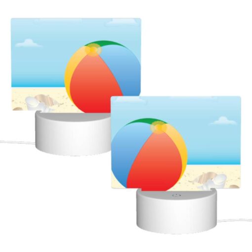 Rectangular Acrylic Night Light, A Colorful Beach Ball Is Sitting On A Sandy Beach. -Nuas Diy Shop 892ecce705dc26fc42886589c4aa71dbf6a85368