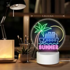Round Acrylic Night Light, A Neon Sign That Says "Summer" With A Boat On It. -Nuas Diy Shop 8944e0a0a44da5209358b19f10c981fcf8f49570