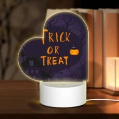 Love Acrylic Night Light, A Halloween Poster With A Pumpkin And The Words "Trick Or Treat."